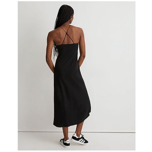 Madewell Layton V-Neck Lightweight Midi Slip Dress Black Size 14/XL NWT - Picture 2 of 12